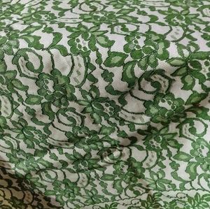 Vintage Green lace oil cloth large rectangular tablecloth